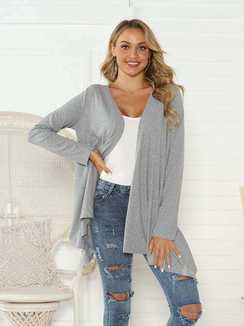 Floral Open Front Long Sleeve Cardigan - Trendsi - Flyclothing LLC