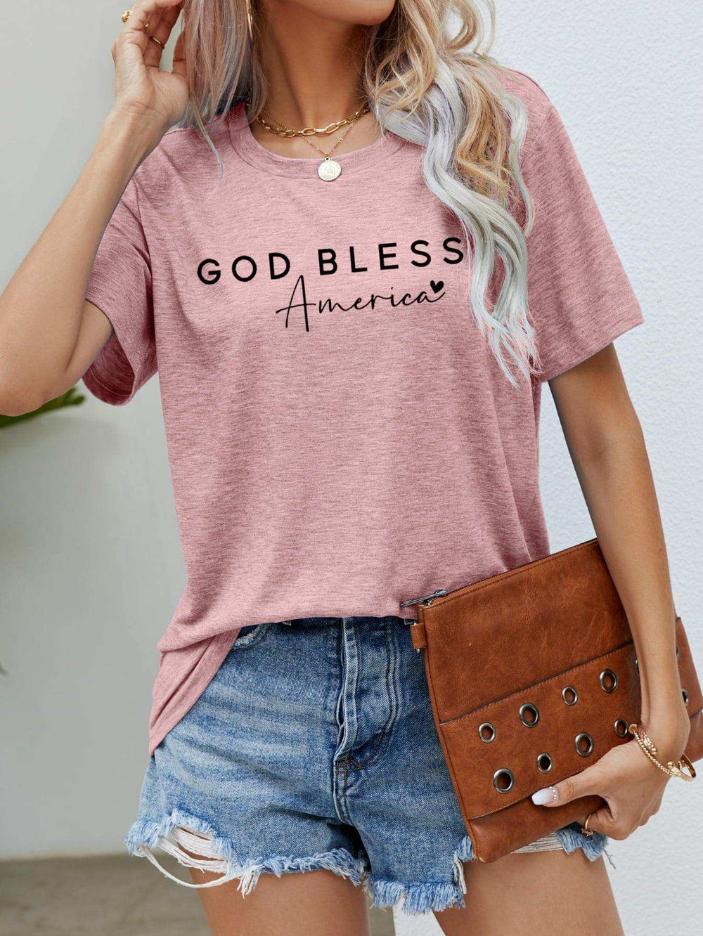 GOD BLESS AMERICA Graphic Short Sleeve Tee - Trendsi - Flyclothing LLC