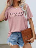 GOD BLESS AMERICA Graphic Short Sleeve Tee - Trendsi - Flyclothing LLC