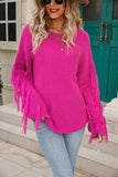 Fringe Round Neck Dropped Shoulder Sweater - Trendsi - Flyclothing LLC