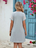 Openwork Round Neck Short Sleeve Dress - Trendsi - Flyclothing LLC
