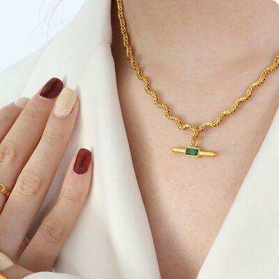 Stainless Steel Glass Cone Shaped Pendant Necklace - Trendsi - Flyclothing LLC