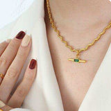 Stainless Steel Glass Cone Shaped Pendant Necklace - Trendsi - Flyclothing LLC