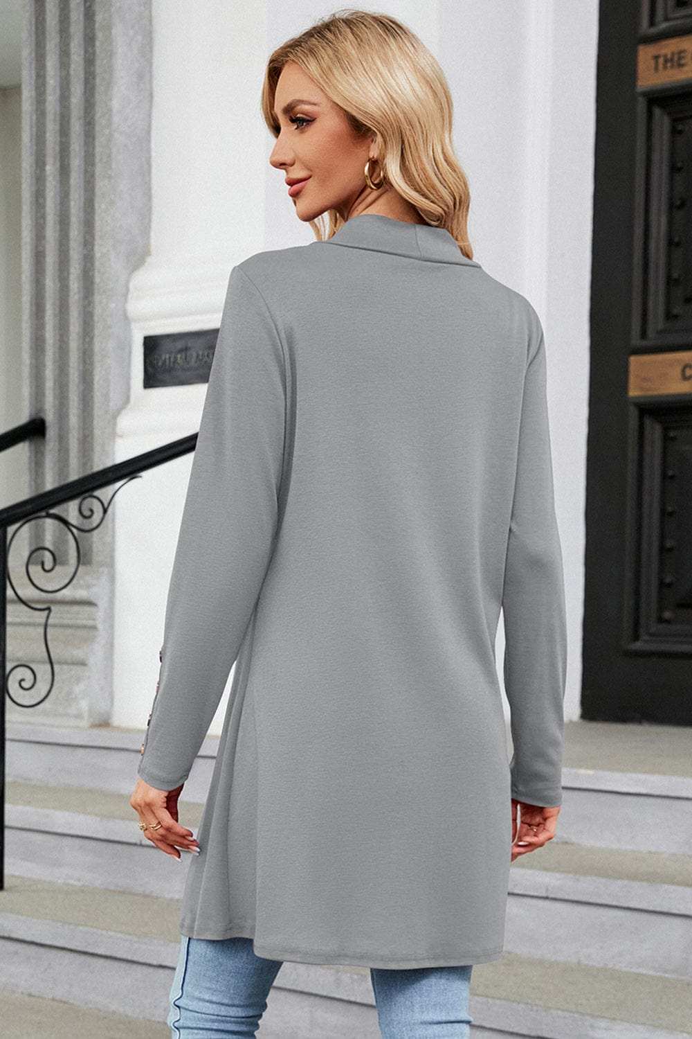 Open Front Long Sleeve Cardigan - Trendsi - Flyclothing LLC