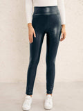 PU High Waist Straight Pants - Trendsi - Flyclothing LLC