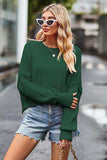Round Neck Drop Shoulder Long Sleeve Sweater - Trendsi - Flyclothing LLC