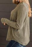 Ribbed Buttoned Long Sleeve Blouse - Trendsi - Flyclothing LLC