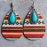 Artificial Turquoise Geometric Teardrop Earrings - Trendsi - Flyclothing LLC