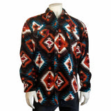 Men's Native Pattern Fleece Western Shirt in Brown & Orange - Rockmount Clothing - Flyclothing LLC