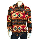 Men's Native Pattern Fleece Western Shirt in Brown & Red - Rockmount Clothing - Flyclothing LLC