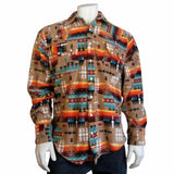 Men's Native Pattern Fleece Western Shirt in Camel & Red - Rockmount Clothing - Flyclothing LLC