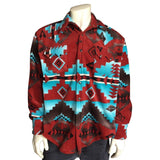 Men's Native Pattern Fleece Western Shirt in Rust & Turquoise - Rockmount Clothing - Flyclothing LLC