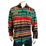 Men's Serape Pattern Fleece Western Shirt in Brown & Green - Rockmount Clothing - Flyclothing LLC