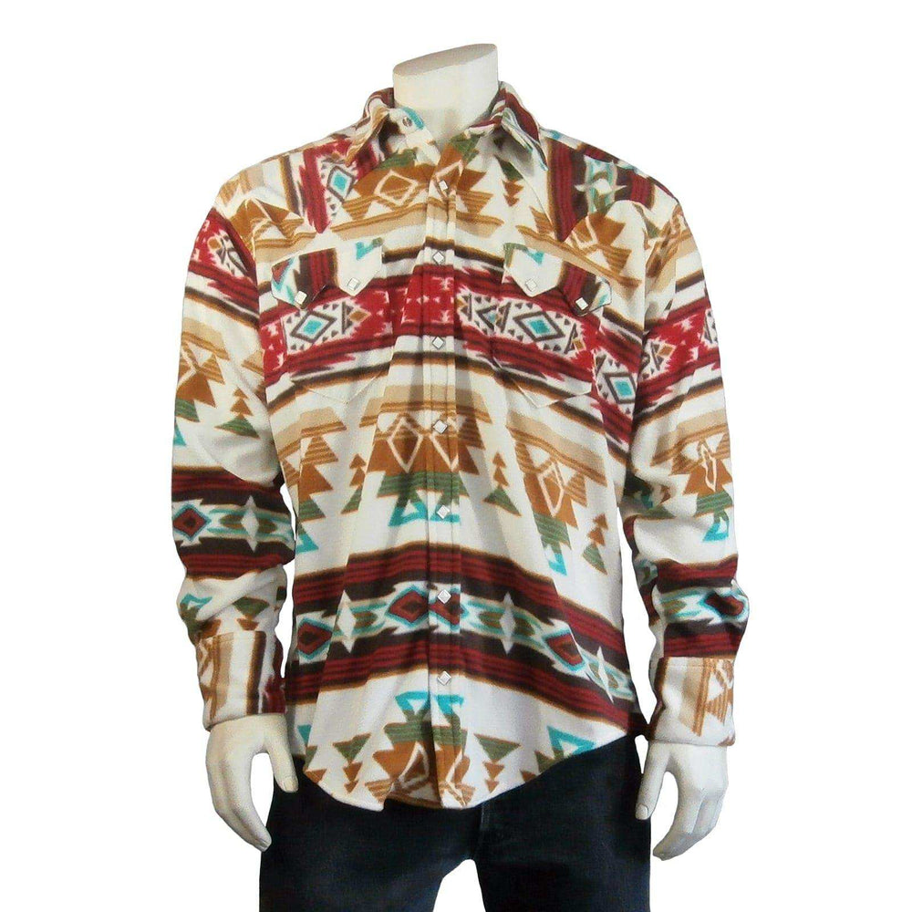 Rockmount Clothing Men's Native Pattern Fleece Western Shirt in Tan & Red - Rockmount Clothing - Flyclothing LLC