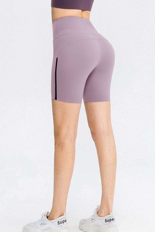 Wide Waistband Sports Shorts - Trendsi - Flyclothing LLC