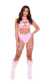 Roma Costume High-Waisted Vinyl Zip-Up Shorts with Attached Chain Garters - Roma Costume - Flyclothing LLC