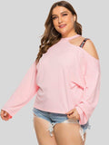 Plus Size Cold-Shoulder Round Neck Blouse - Trendsi - Flyclothing LLC