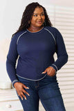 Basic Bae Long Raglan Sleeve Round Neck Top - Trendsi - Flyclothing LLC