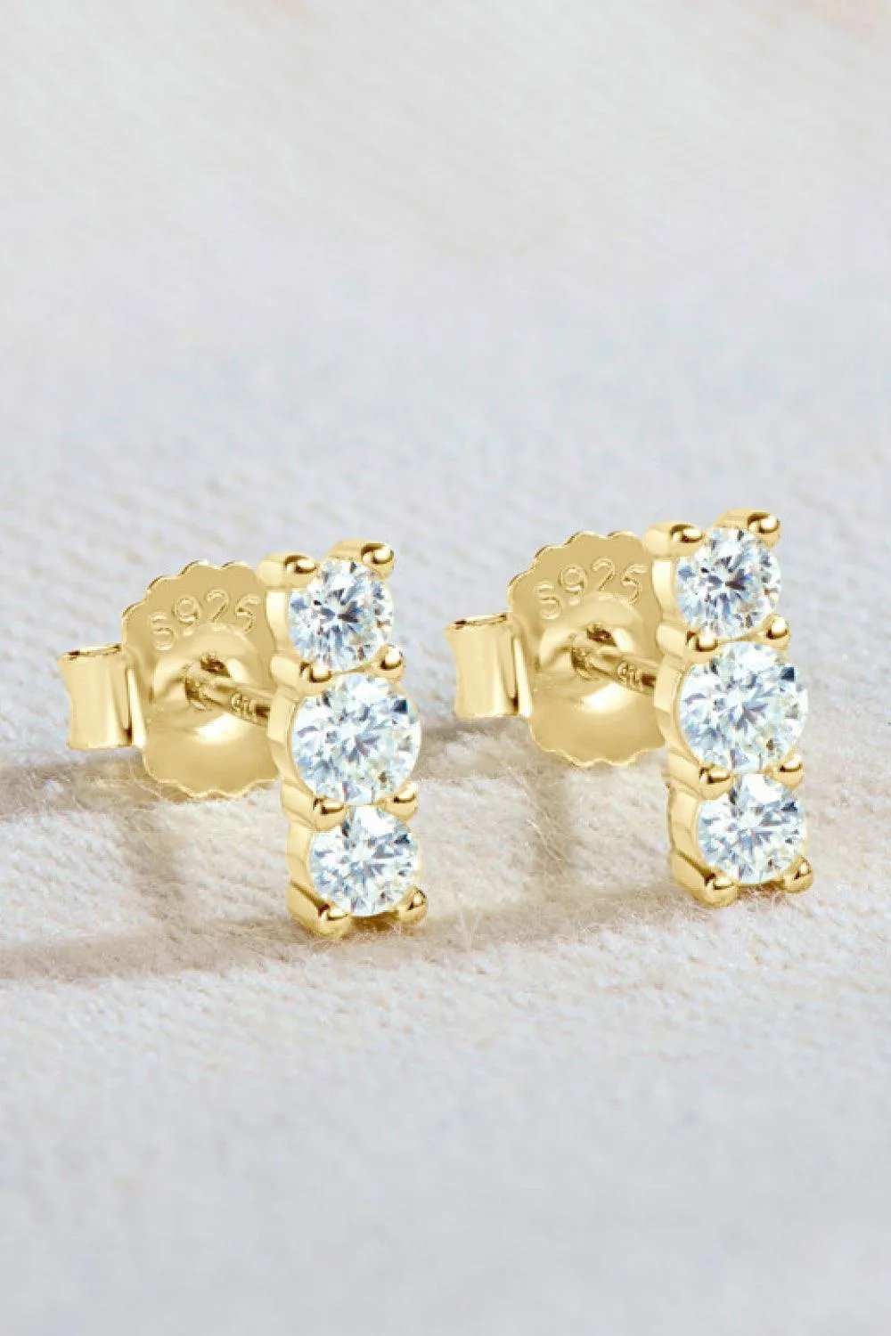 Heartbeat Rhythm 925 Sterling Silver Moissanite Stud Earrings - Trendsi - Flyclothing LLC