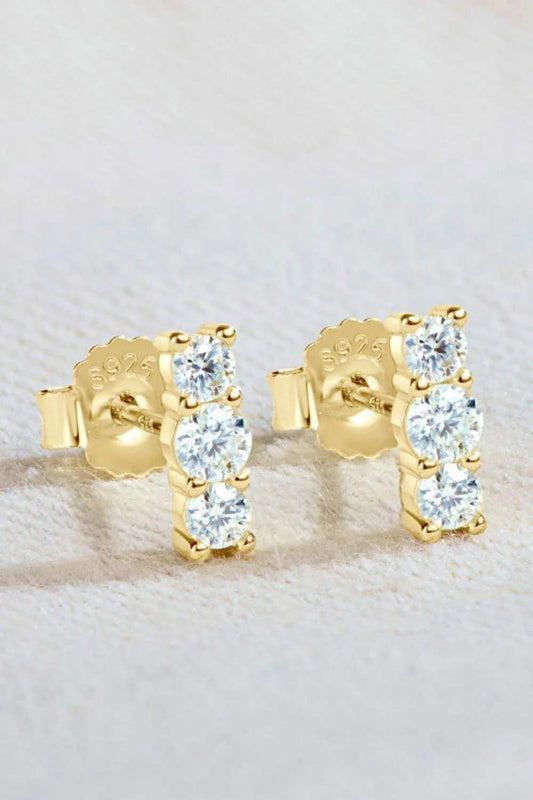 Heartbeat Rhythm 925 Sterling Silver Moissanite Stud Earrings - Trendsi - Flyclothing LLC