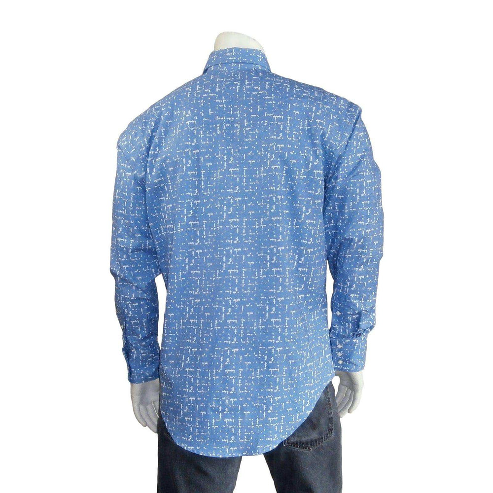 Rockmount Clothing Men's Vintage Blue Ikat Print Western Shirt - Rockmount Clothing - Flyclothing LLC