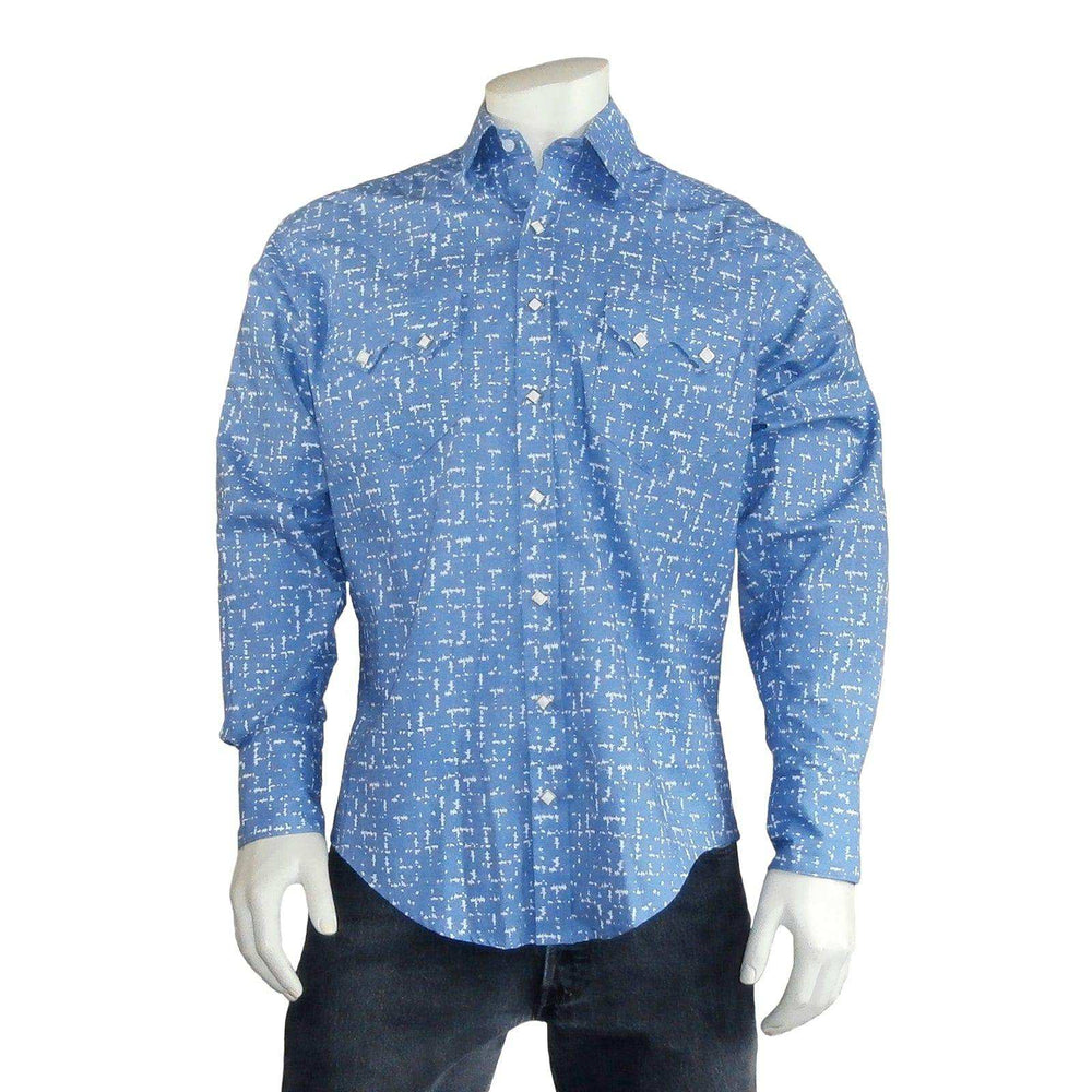 Rockmount Clothing Men's Vintage Blue Ikat Print Western Shirt - Rockmount Clothing - Flyclothing LLC