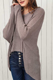 Round Neck High-Low Sweater - Trendsi - Flyclothing LLC