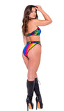 Roma Costume Pride Rainbow High-Waisted Criss-Cross Shorts with LOVE Elastic Logo - Roma Costume - Flyclothing LLC