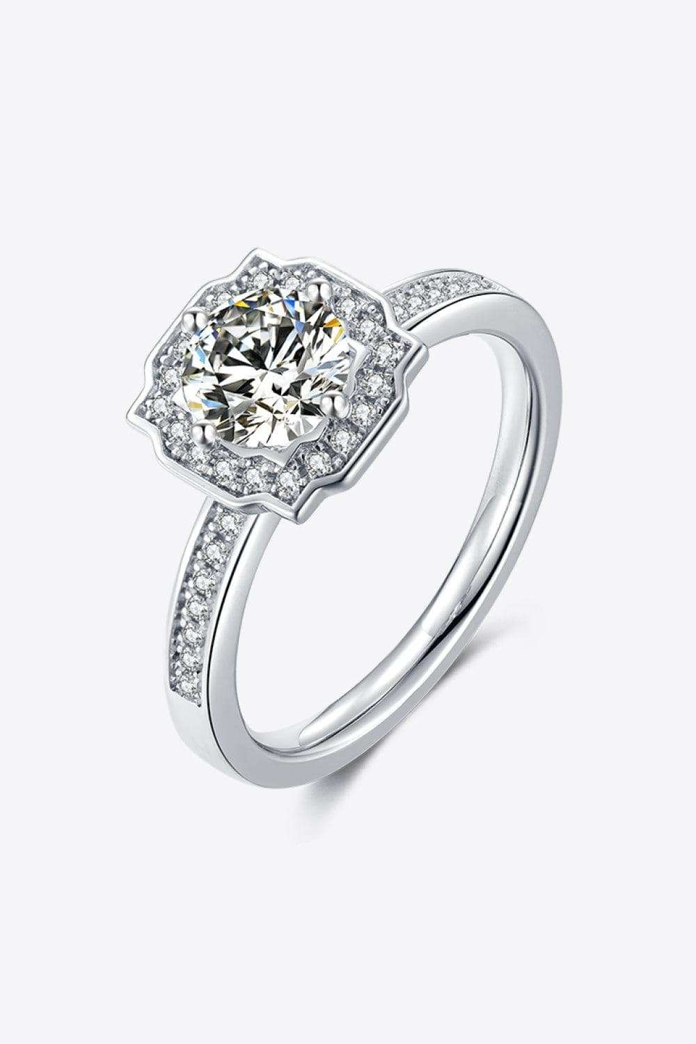 1 Carat Moissanite 925 Sterling Silver Halo Ring - Trendsi - Flyclothing LLC