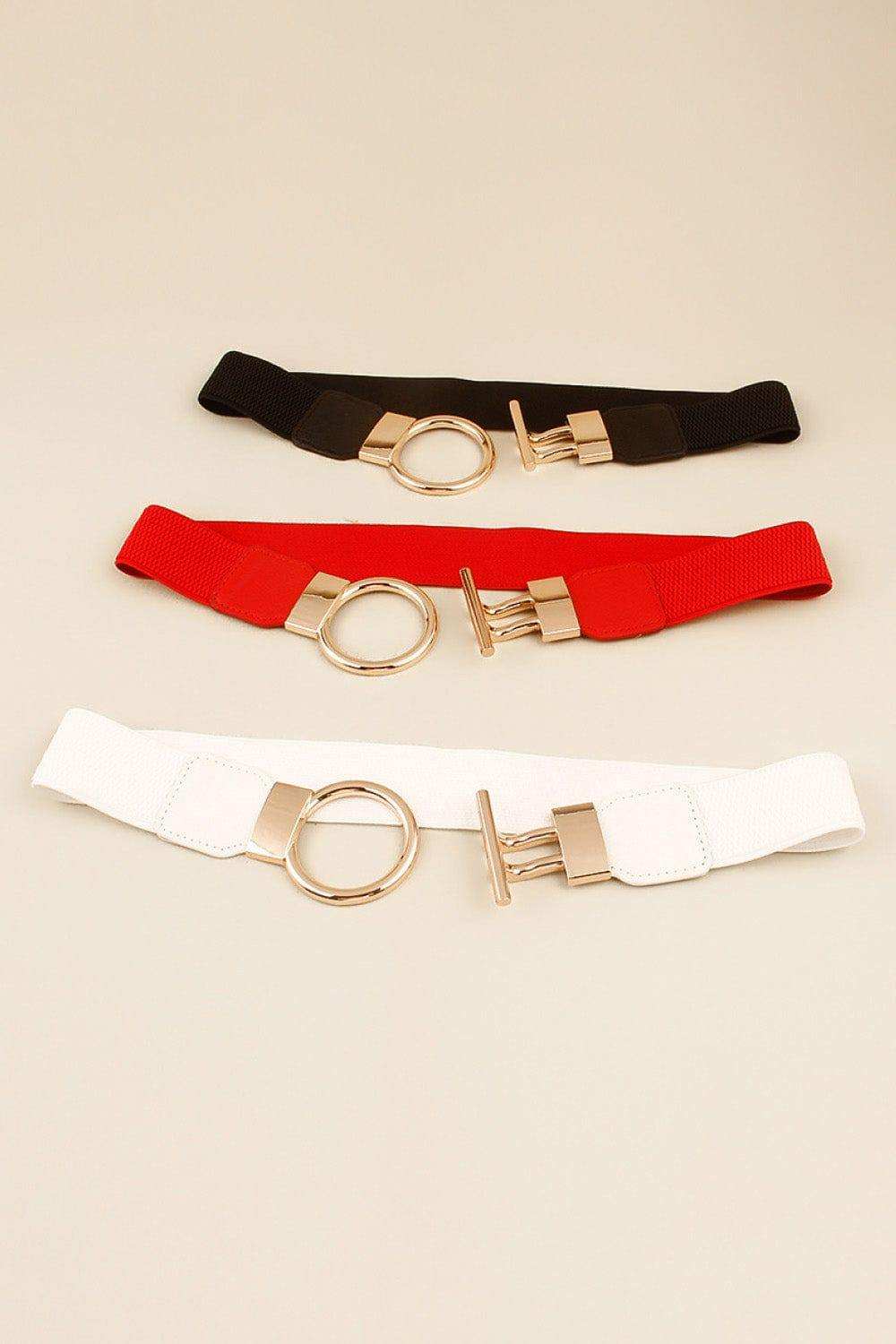 Circle Shape Buckle Zinc Alloy Buckle PU Leather Belt - Trendsi - Flyclothing LLC