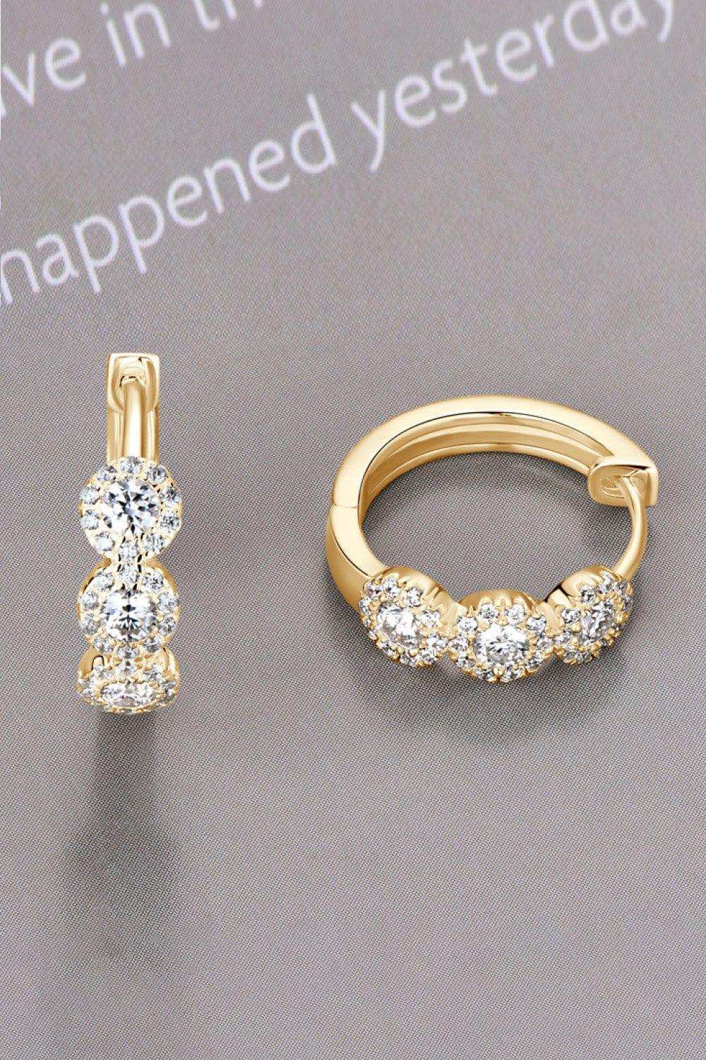 Moissanite 925 Sterling Silver Huggie Earrings - Trendsi - Flyclothing LLC
