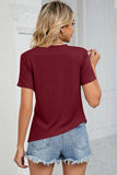 Ruched Round Neck Short Sleeve T-Shirt - Trendsi - Flyclothing LLC