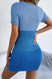 Color Block Cutout Short Sleeve Sweater Dress - Trendsi - Flyclothing LLC