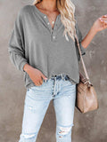 Buttoned Drop Shoulder Top - Trendsi - Flyclothing LLC