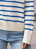 Striped Collared Neck Knit Top - Trendsi - Flyclothing LLC