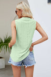 Notched Neck Curved Hem Eyelet Tank - Trendsi - Flyclothing LLC