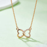 Moissanite 925 Sterling Silver Heart Bow Necklace - Trendsi - Flyclothing LLC
