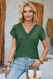 V-Neck Petal Sleeve T-Shirt - Trendsi - Flyclothing LLC