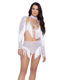 Roma Costume Sequin Fishnet Triangle Tie Top - Roma Costume - Flyclothing LLC