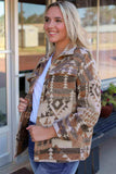 Geometric Dropped Shoulder Collared Jacket - Trendsi - Flyclothing LLC