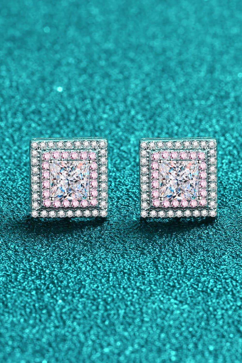 Moissanite Square Stud Earrings - Trendsi - Flyclothing LLC
