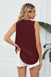 Contrast Trim Plunge Sleeveless Blouse - Trendsi - Flyclothing LLC
