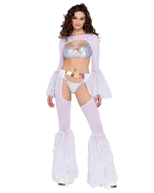 Roma Costume Sheer Chaps with Faux Fur Bell & Belt - Roma Costume - Flyclothing LLC