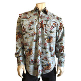 Men’s Vintage Western Print Light Blue Shirt - Rockmount Clothing - Flyclothing LLC
