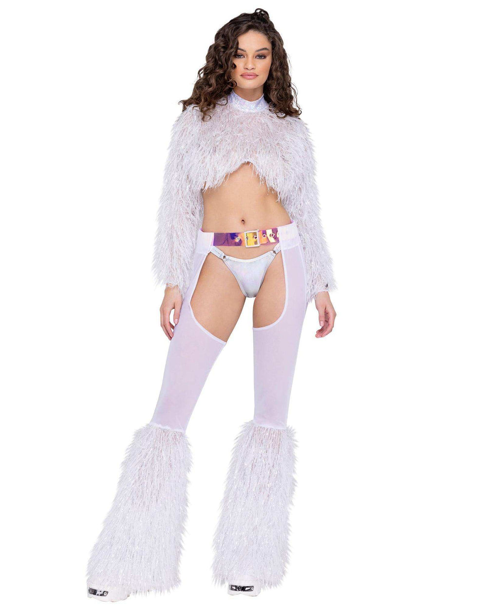 Roma Costume Long Sleeved Faux Fur Cropped Top - Roma Costume - Flyclothing LLC