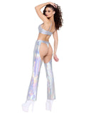 Roma Costume Hologram Crop Top with Buckle Closer - Roma Costume - Flyclothing LLC