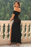 Off-Shoulder Split Maxi Dress - Trendsi - Flyclothing LLC