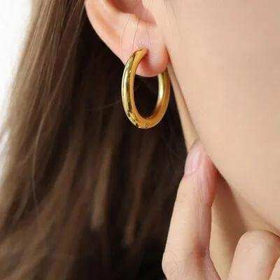 18K Gold-Plated Huggie Earrings - Trendsi - Flyclothing LLC