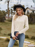 Ribbed Round Neck Long Sleeve Tee - Trendsi - Flyclothing LLC