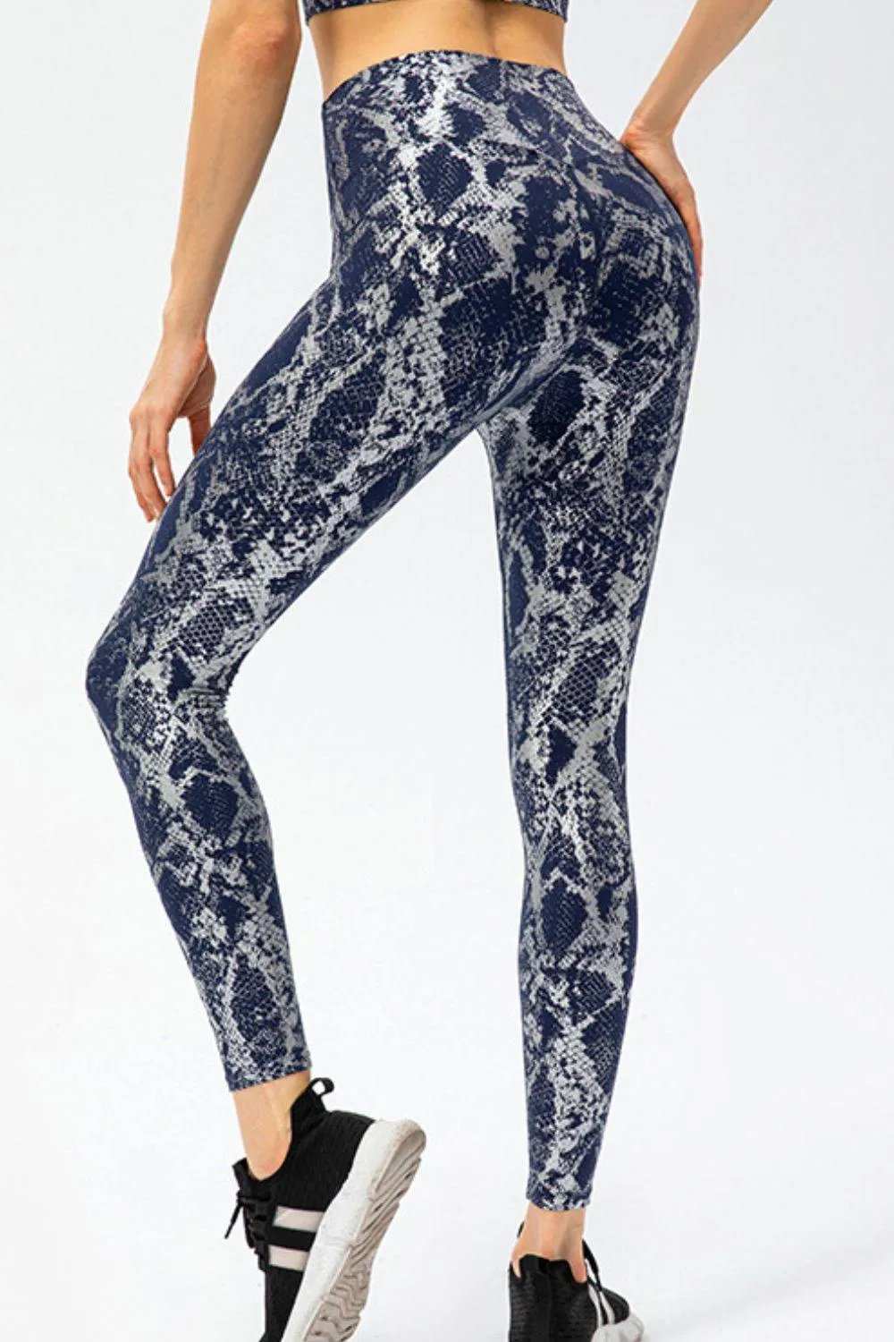 Animal Print Slim Fit Wide Waistband Long Sports Pants - Trendsi - Flyclothing LLC